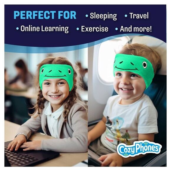 Green Frog Cozy Phones Over the Ears Wearable Headband Headphones for Kids - Picture 8 of 9